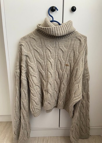 Us Polo Assn Gri Örgü Boğazlı Kadın Kazak
