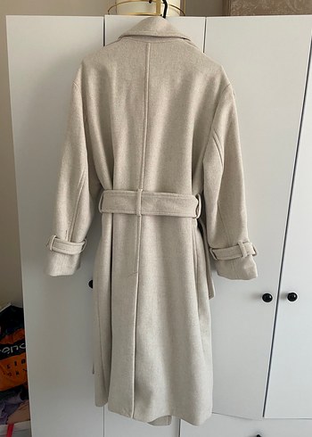 l Beden camel Renk Bershka Bej Uzun Yün Kaban, Kemerli, Notched Lapel