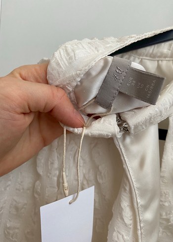 H&M H&M Düğmeli Bohem Uzun Kollu Beyaz Bluz