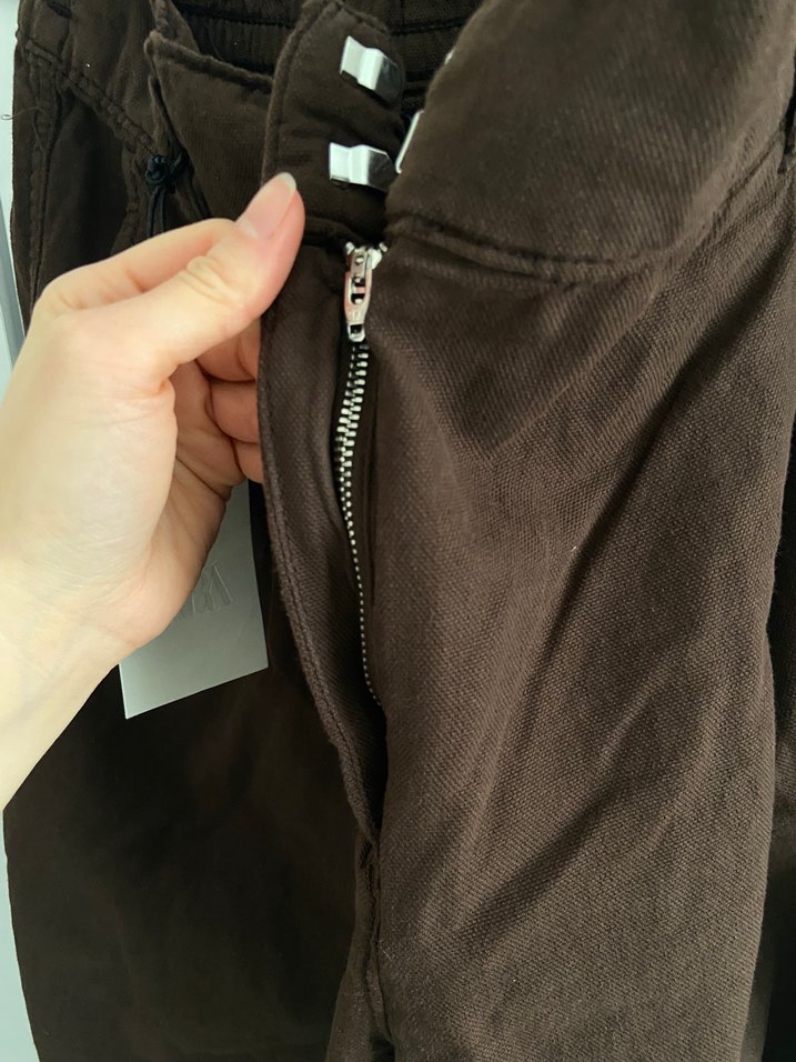 Zara Kahverengi Kemerli Salaş Kadın Keten Pantolon - Görsel 3