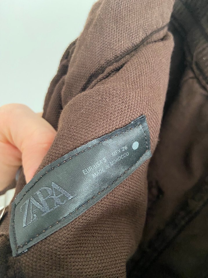 Zara Kahverengi Kemerli Salaş Kadın Keten Pantolon - Görsel 4