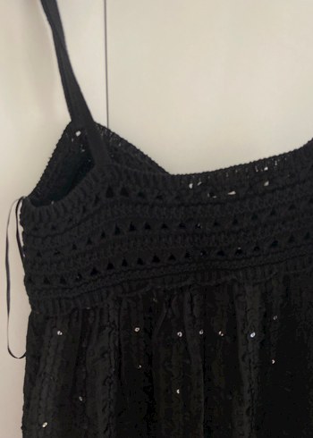Zara Zara Boncuk İşlemeli Siyah Uzun Elbise
