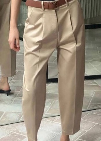 Zara Bej Kadın Midi Kumaş Pantolon