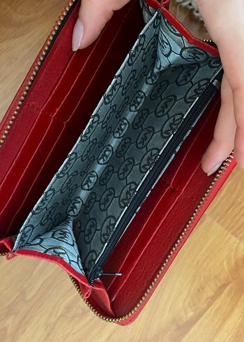 Beden Michael Kors Kırmızı Deri Fermuarlı Kadın Cüzdanı