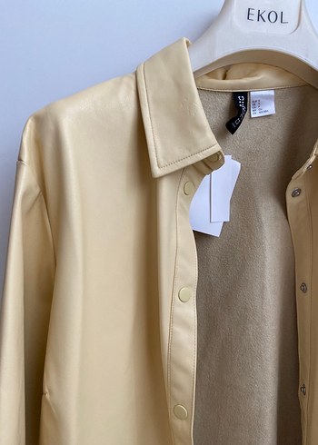 H&M H&M Butteryellow Kısa Kollu Deri Gömlek