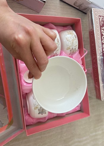 Beden pembe Renk Porselen Tatlı Kase Seti