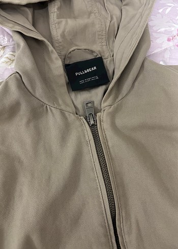 Pull and Bear Pull Bear Kum Rengi Kapusonlu Fermuarli Ceket