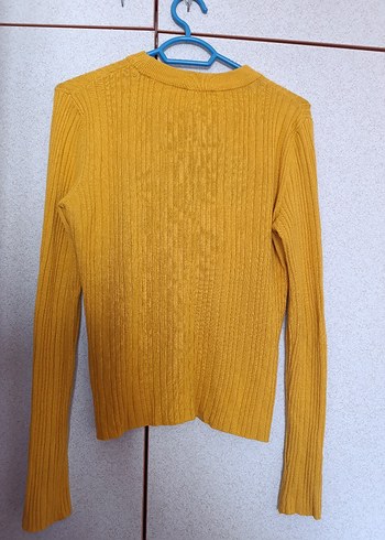 Hardal sarısı Balıkçı Yaka Kadın Triko Kazak - Görsel 3