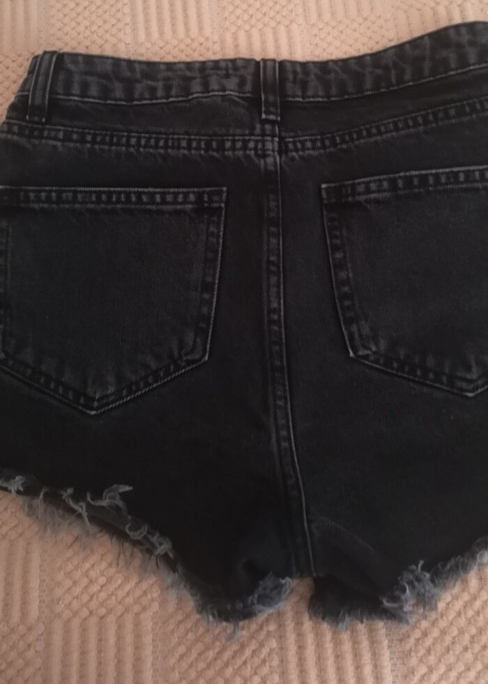 Siyah yeni kadın taşlanmış kot şort - Görsel 2