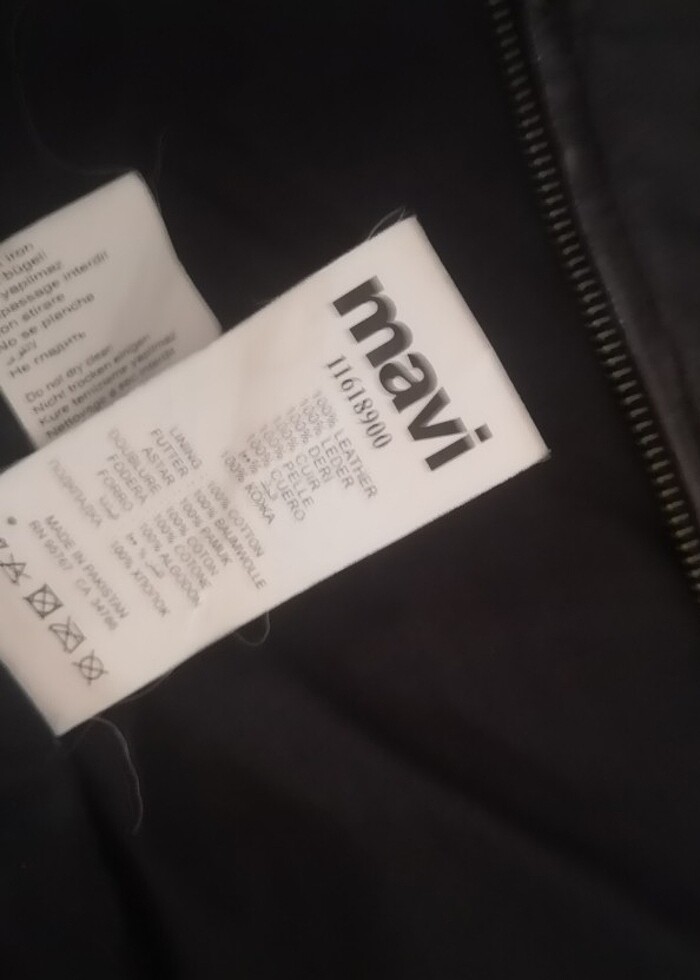 0 deri mavi kısa deri mont - Görsel 4