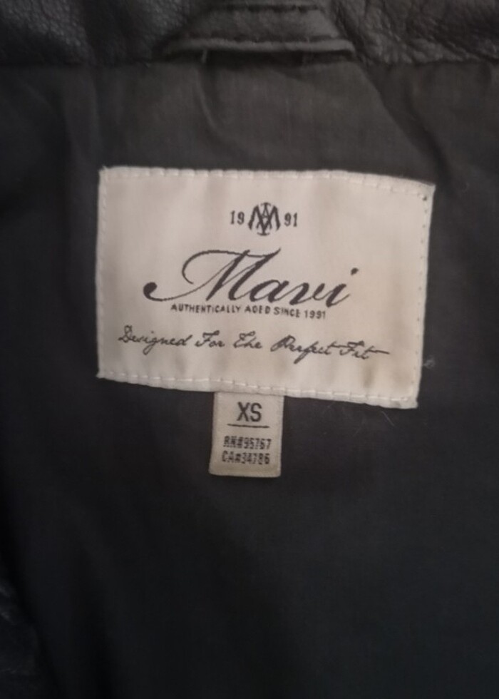 0 deri mavi kısa deri mont - Görsel 2