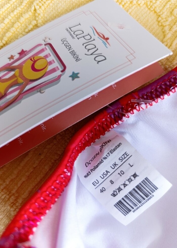 Kırmızı mor desenli sıfır etiketli bikini - Görsel 2