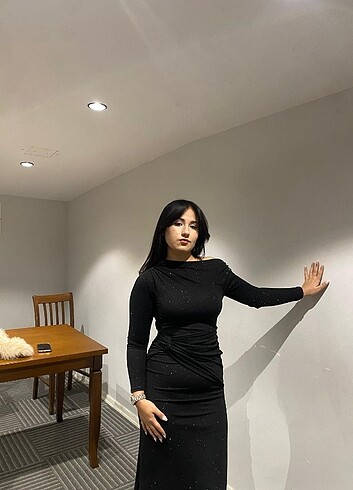 m Beden siyah Renk Siyah parıltı gece yada düğün kınalar da giyilecek elbise