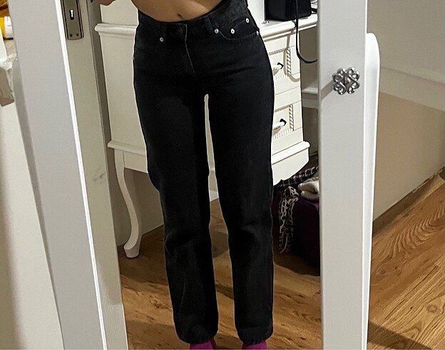 Pull&Bear vintage siyah boru paca jean