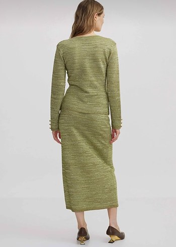 Kadın Haki Triko kalem etek - Görsel 3