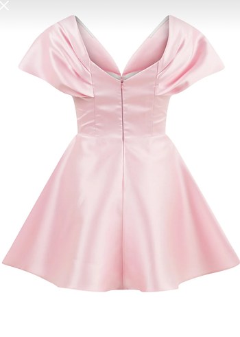 Pudra Pileli V Yakalı Mini Kadın Elbise - Görsel 7