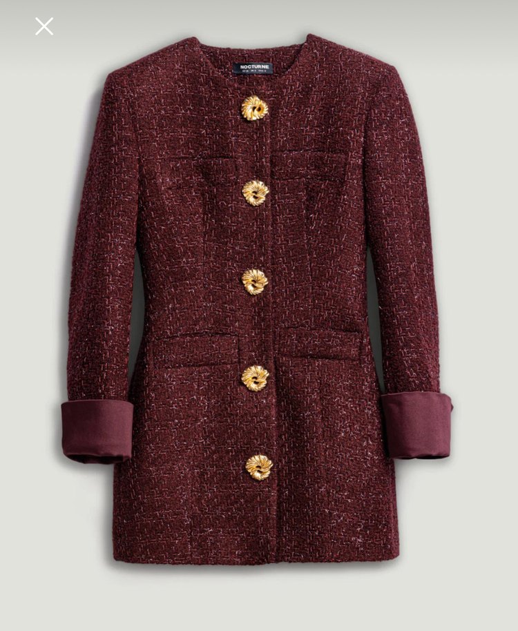 Düğmeli Bordo Mini Kadın Klasik Ceket - Görsel 5