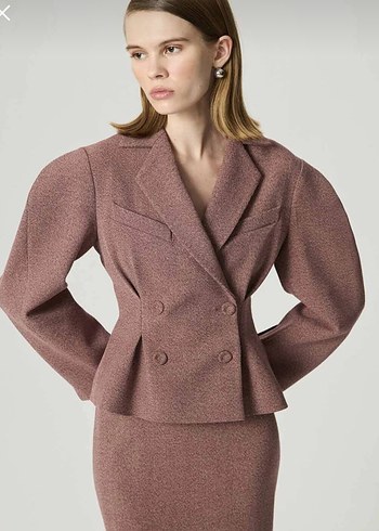 Düğmeli Kısa Kadın Blazer Ceket - Görsel 3