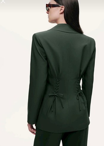 Yeşil Düğmeli Kadın Blazer Ceket - Görsel 3