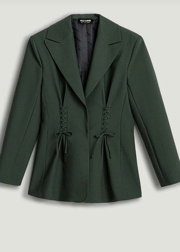 Yeşil Düğmeli Kadın Blazer Ceket - Görsel 4