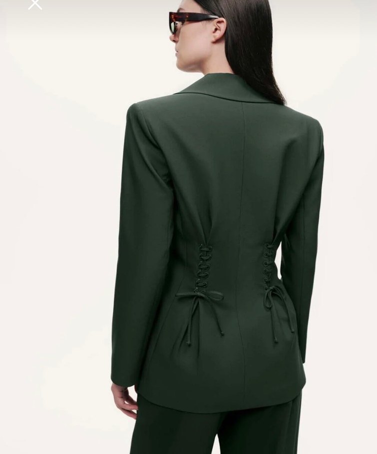 Yeşil Düğmeli Kadın Blazer Ceket - Görsel 3