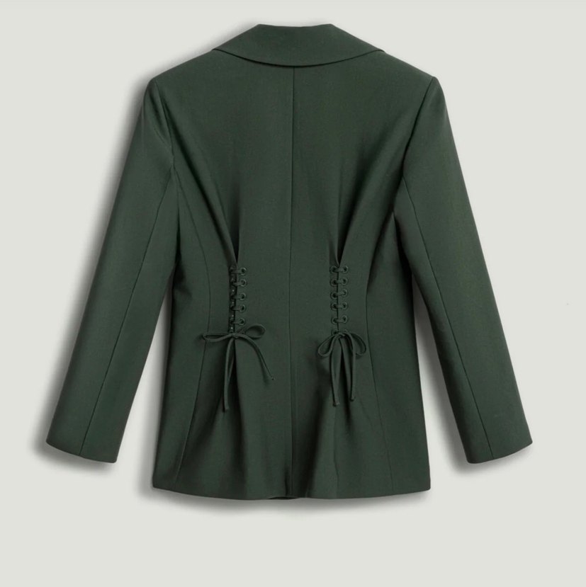 Yeşil Düğmeli Kadın Blazer Ceket - Görsel 5