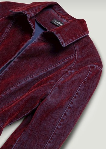 Bordo Kadın Denim Ceket Düğmeli - Görsel 6