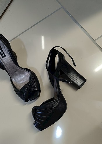Siyah Vintage Platform Topuklu Ayakkabı