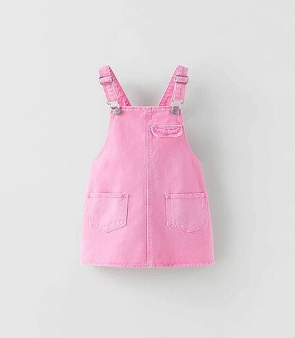 Zara Pembe Denim Salopet Elbise