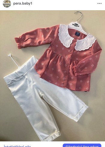 Dantelli Pembe Uzun Kollu Bebek Kız Takımı