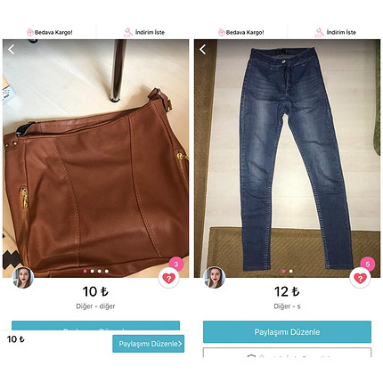 diğer Beden Kahverengi deri çanta