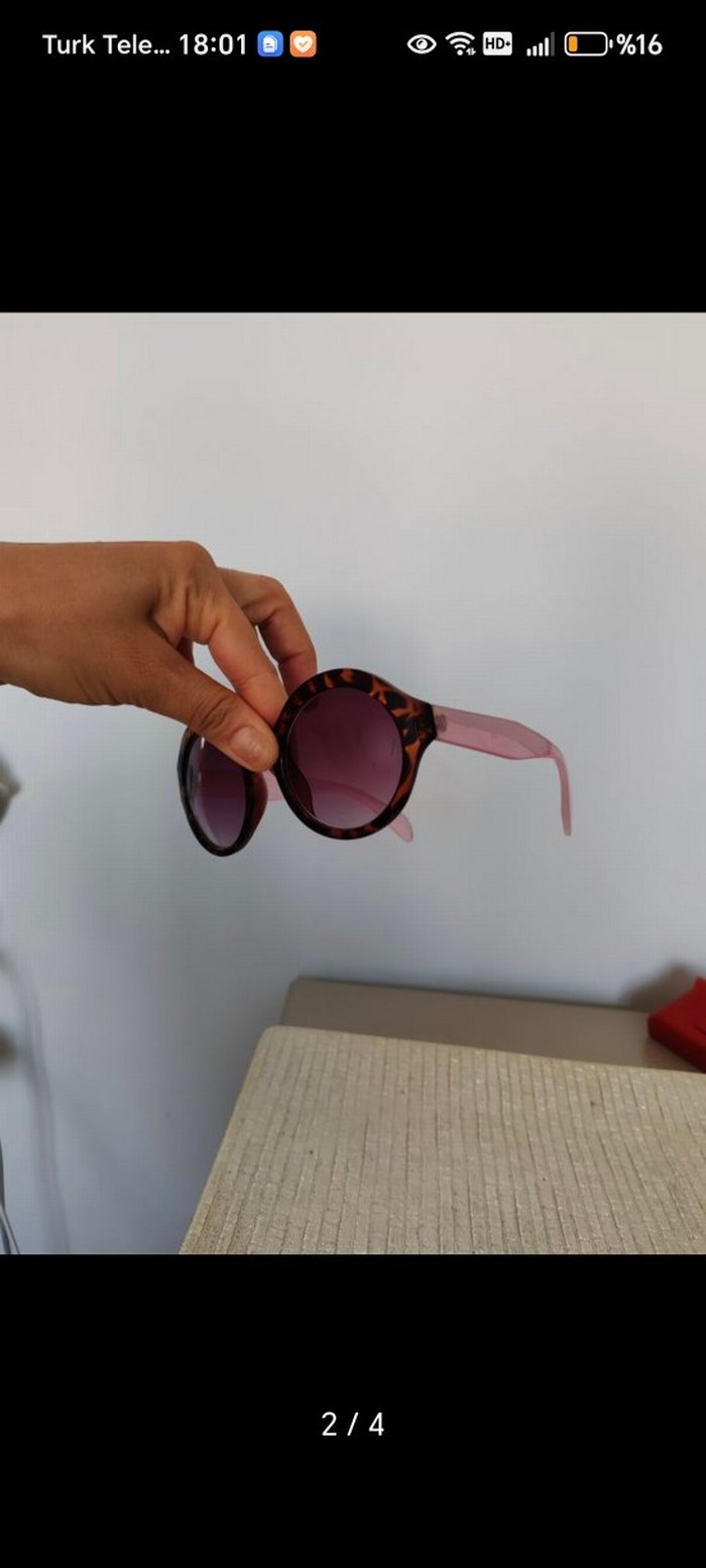 Kadın Kahverengi leopar Şeffaf Yuvarlak Güneş Gözlüğü - Görsel 2