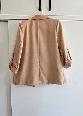 Zara Bej Kadın Midi Blazer Ceket