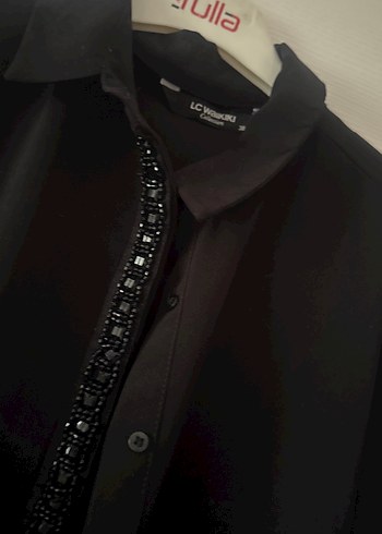 Siyah Uzun Kadın şık tunik gömlek - Görsel 3