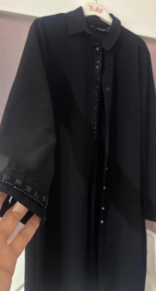 Siyah Uzun Kadın şık tunik gömlek - Görsel 4