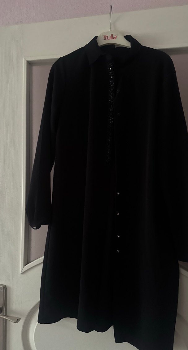 Siyah Uzun Kadın şık tunik gömlek - Görsel 2