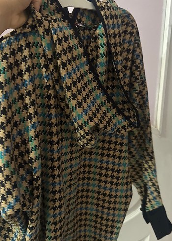 Düğmeli, Desenli, Uzun Kadın Kaban - Görsel 3