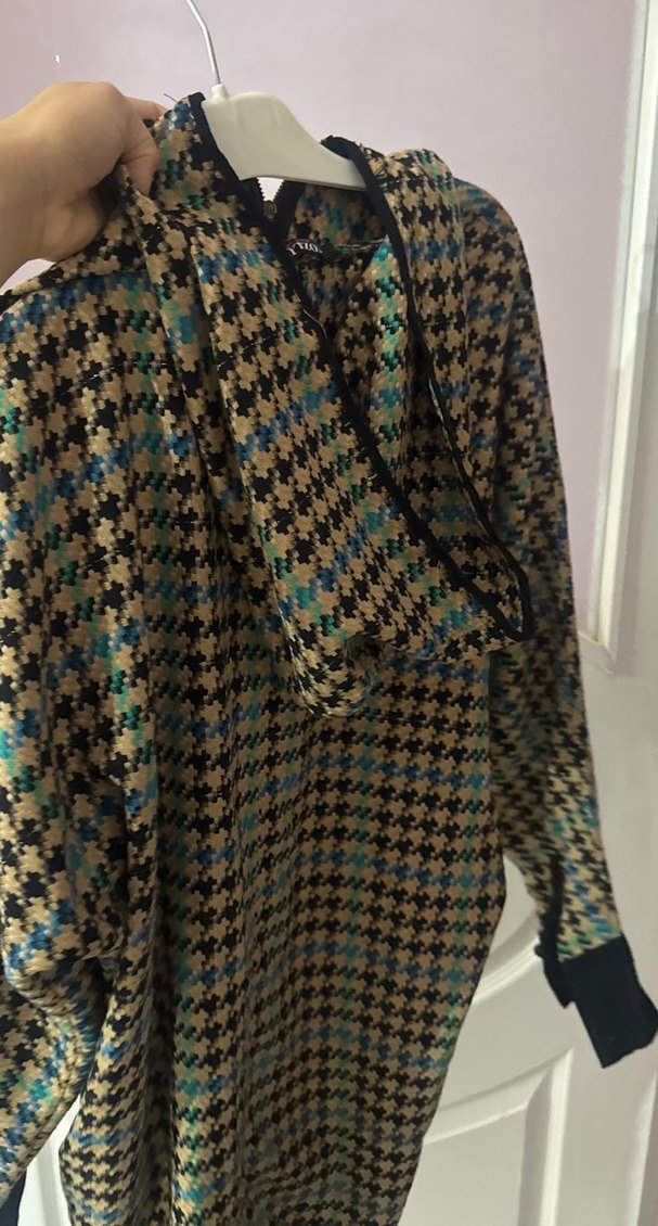 Düğmeli, Desenli, Uzun Kadın Kaban - Görsel 3