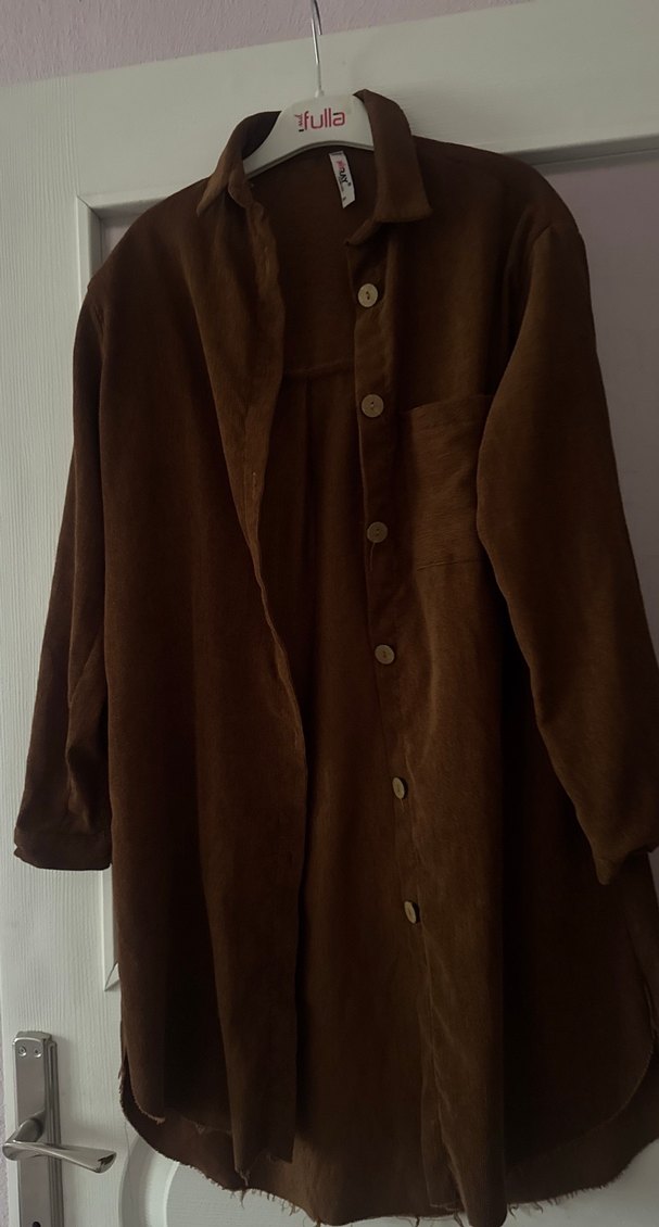 Düğmeli Kahverengi Süet Uzun Kollu Gömlek - Görsel 2