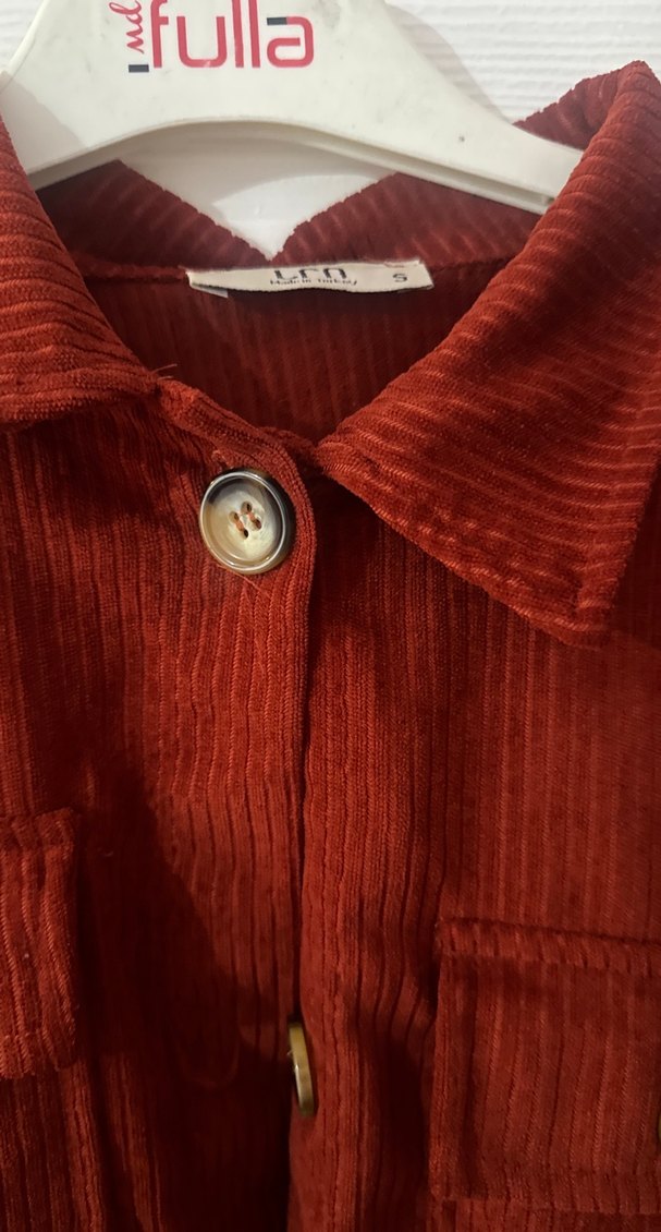 Kiremit rengKadın Süet Uzun Kollu Gömlek - Görsel 2