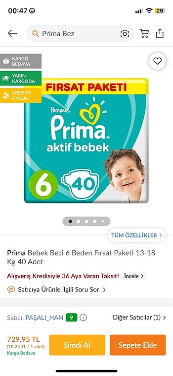 1 paket var sıfır