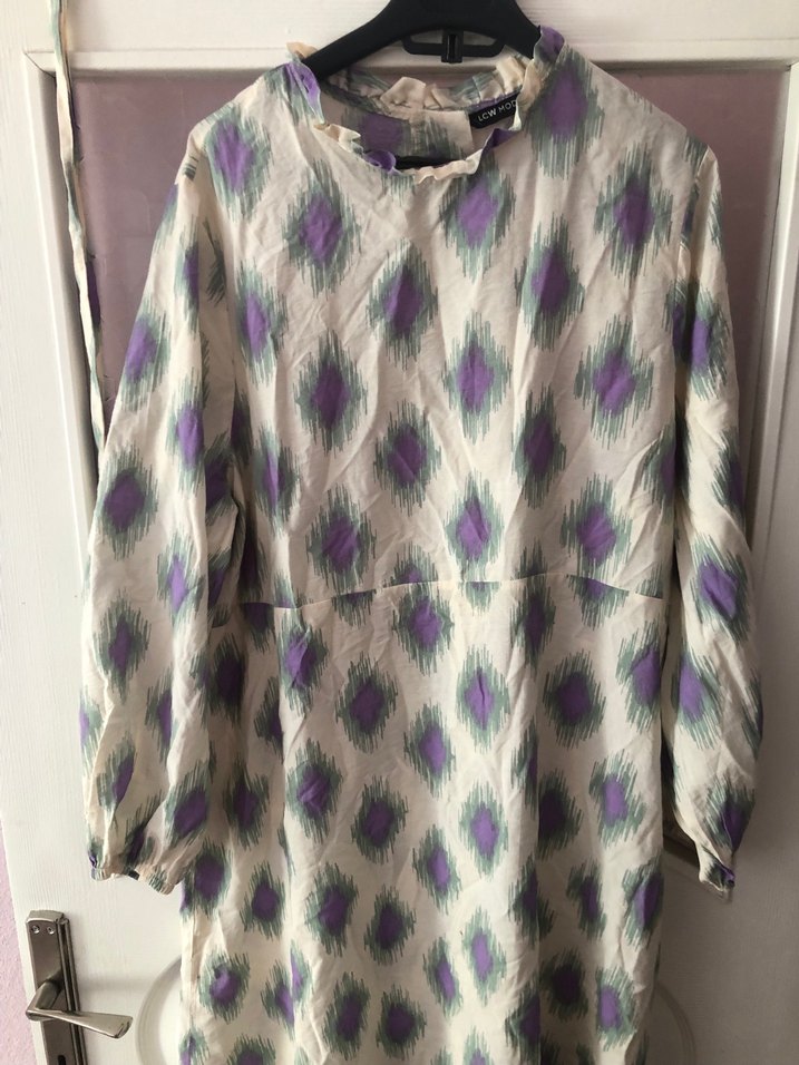 Uzun Kol, Yüksek Yaka, Salaş Bohem Elbise - Görsel 4