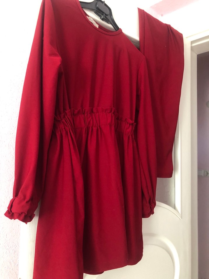 Bordo Kadın Uzun Keten Tunik - Görsel 2