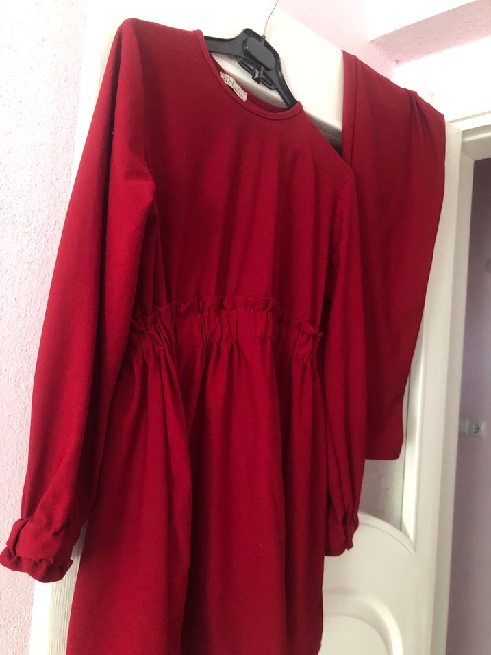 Bordo Kadın Uzun Keten Tunik - Görsel 3