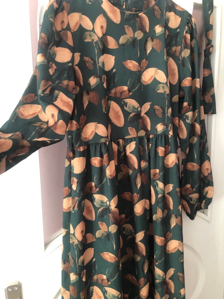 Bohem Uzun Kollu Baskılı Kadın Elbise - Görsel 2