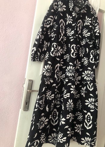 LC Waikiki Siyah Beyaz Uzun Desenli Bohem Elbise
