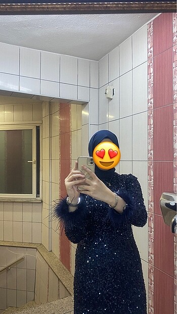 44 Beden lacivert Renk Pul payet abiye elbise