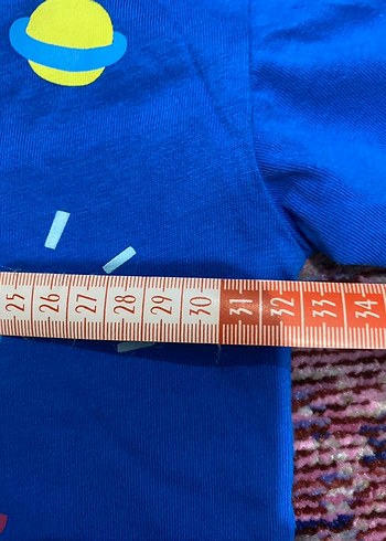 12-18 Ay Beden Erkek Çocuk Mavi Baskılı Kısa Kollu Tişört