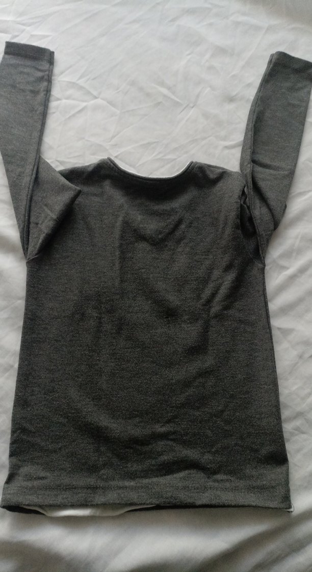 Gri Erkek Çocuk Keten Uzun Kollu Tişört - Görsel 3