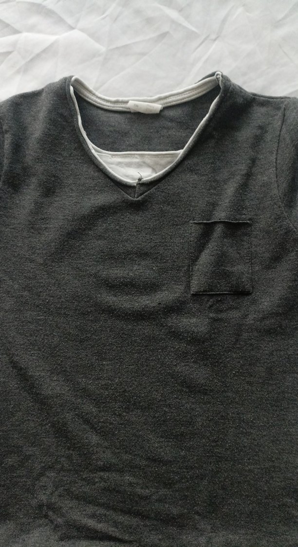 Gri Erkek Çocuk Keten Uzun Kollu Tişört - Görsel 2